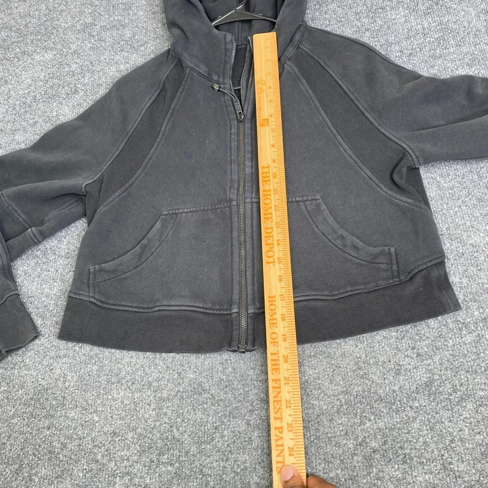 Lululemon Scuba Full Zip Hoodie Black Cropped Fleece Sweatshirt Womens XS/S
